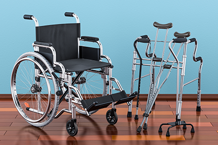 Photo of a Wheel Chair and Crutches
